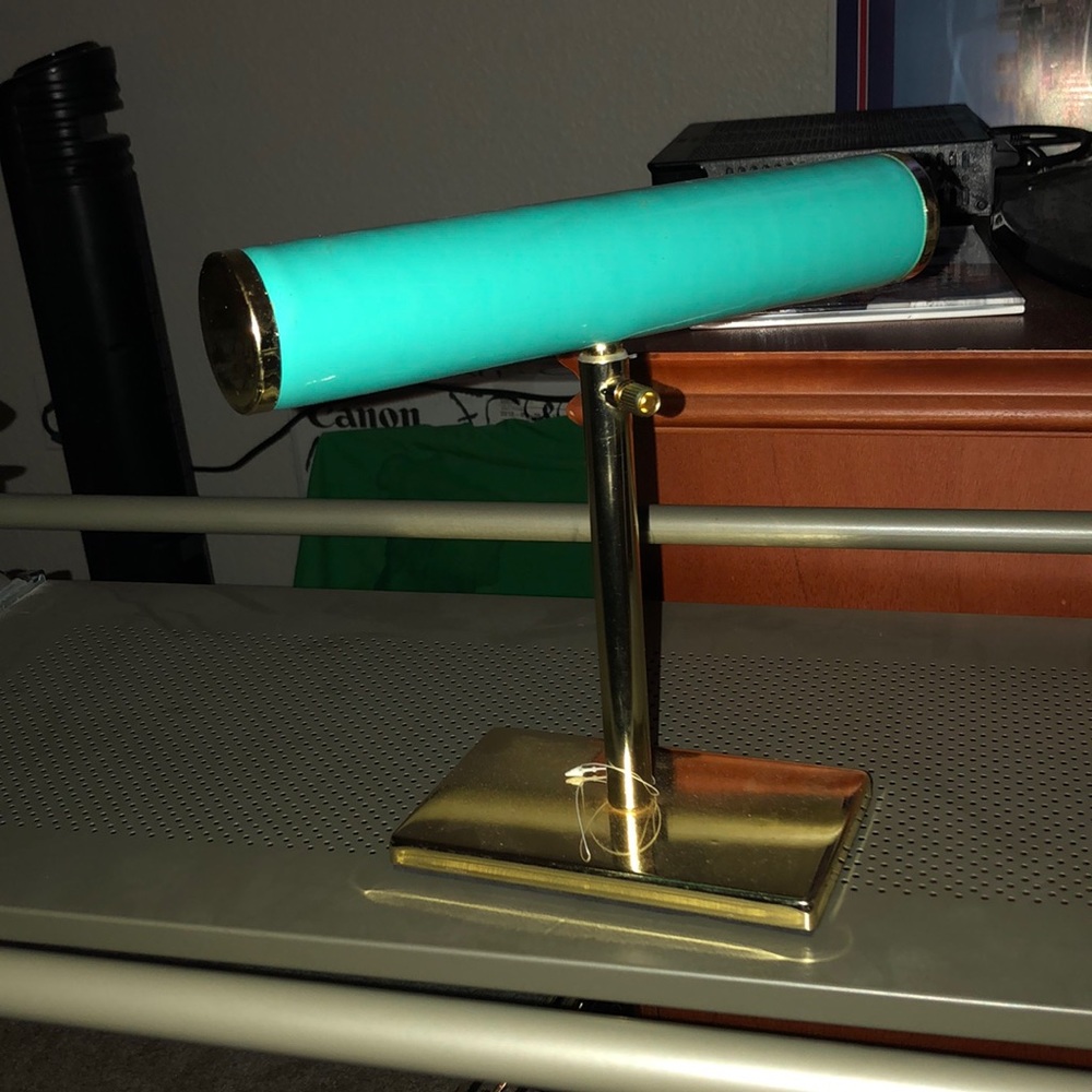 Teal/gold necklace holder
